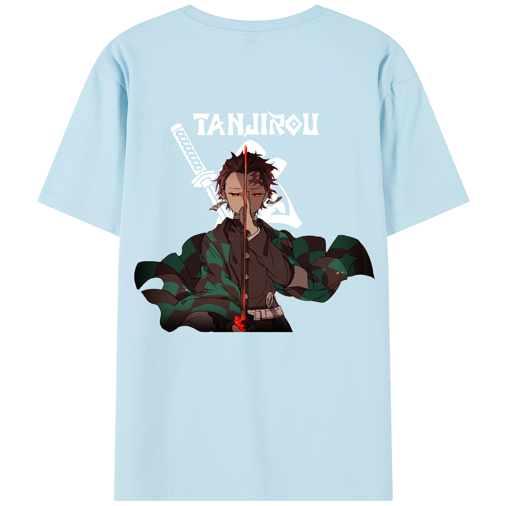 （画像用） 鬼滅の刃 竈門 炭治郎／かまど たんじろう Kamado Tanjirou 綿100％半袖Tシャツ（背面プリント）